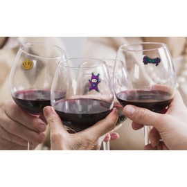 Mardi Gras Wine Glass Charms - Magnetic Drink Markers for Stem or Stemless Glasses, Margaritas, Cocktails and more - Fat Tuesday Gift - Set of 6 by Simply Charmed