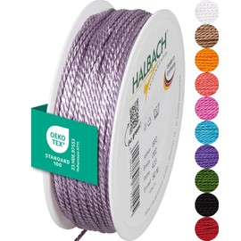 Halbach Seidenbänder Premium Cord (Lavender), Width 2 mm, Length 50 m, Made in Germany and Oeko-Tex Certified, Shiny Satin Cord Made of Acetate