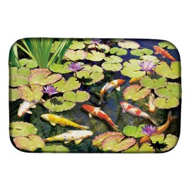 Caroline's Treasures PRS4049DDM Koi Pond IV Dish Drying Mat Absorbent Dish Drying Mat Pad for Kitchen Counter Dish Drainer Mat for Countertop, 14 x 21", Multicolor