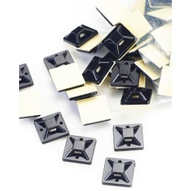 HS Zip Tie Mounts 3/4 Inch Self Adhesive with Screw Hole Cable Wire Tie Mounting Base Holder (100 Pack) Squares,Black