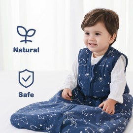 Mosebears Baby Winter Sleeping Bag, Children's Sleeping Bag, 2.5 Tog, Baby Sleeping Bags, 100% Cotton for Various Sizes from Birth to Age of 24 Months(Navy Blue,6-12 Months)