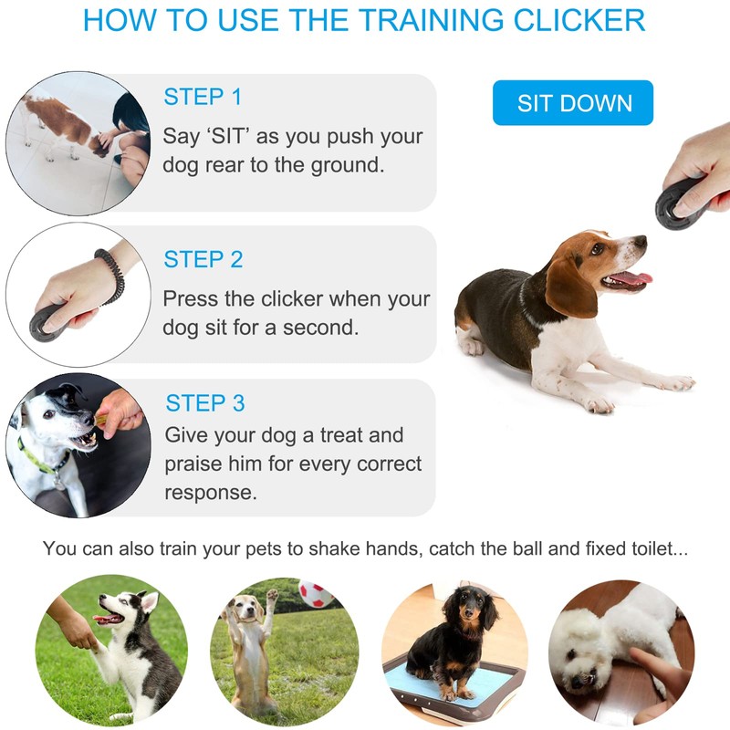 Diyife Dog Clicker, [2 PCS,Black&Green] Pet Training Clicker with Wrist