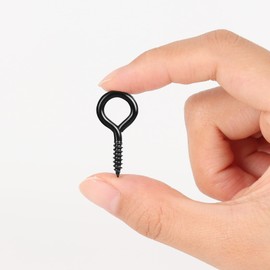 AUGHOA 100 Pcs 1 Inch Small Screw Eye Hooks, Small Eyelet Screws, Eye Bolts Screw in Small Hooks, Eye Screws for Wood Art Crafts, Suitable for Indoor and Outdoor DIY Use (Black)