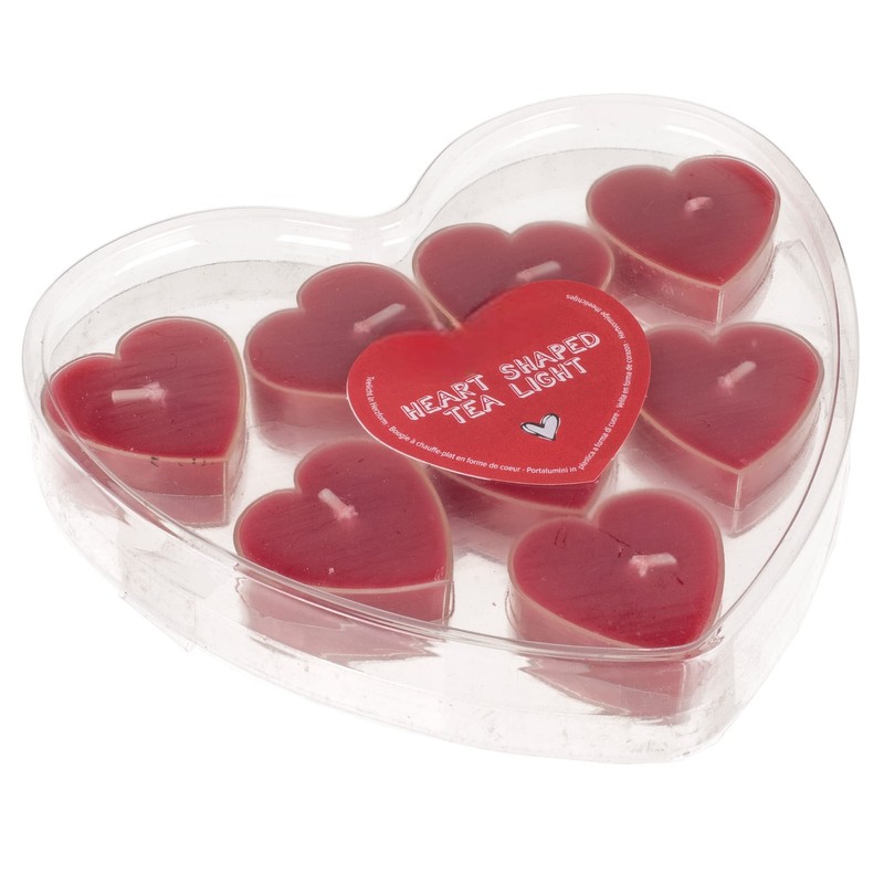 Set of 8 Tea Lights in Heart Shape – Approx.