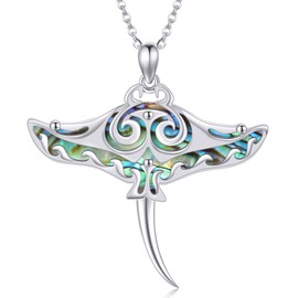 ONEFINITY Stingray Necklace 925 Sterling Silver Abalone Shell Manta Ray Pendant Necklace Ocean Sea Animal Jewelry for Women Men