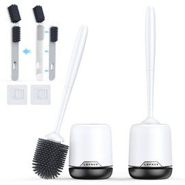 Lefree Toilet Brush, 2 Pack Toilet Brush,Silicone Toilet Bowl Brush and Holder Set with Ventilated Holder, Toilet Brush Set for Bathroom,Floor Standing & Wall Mounted Toilet Scrubber Without Drilling
