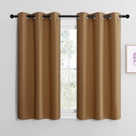 NICETOWN NICETOWN Gold Brown Sleek Blackout Curtains 48 inches Length for Small Windows, Noise Reducing and Block Draft Panels for Door Doorway Laundry Office Luxury Decor Theme (2 Panels, W42 inches Wide)