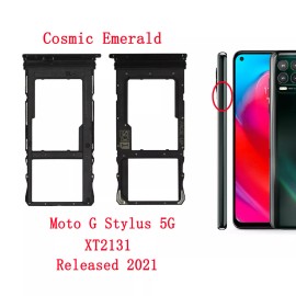 For Motorola OEM Sim Card Tray Holder Slot + Pin For Motorola Moto G Stylus 5G 2020 2021 2022 - For Moto G Stylus 5G XT2131, Cosmic Emerald