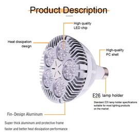 LEDHOLYT 45W PAR38 30pcs LEDs Warm White Spotlight Bulb E27 Project Tracking Light 24 Degree Beam (45W, Warm White)