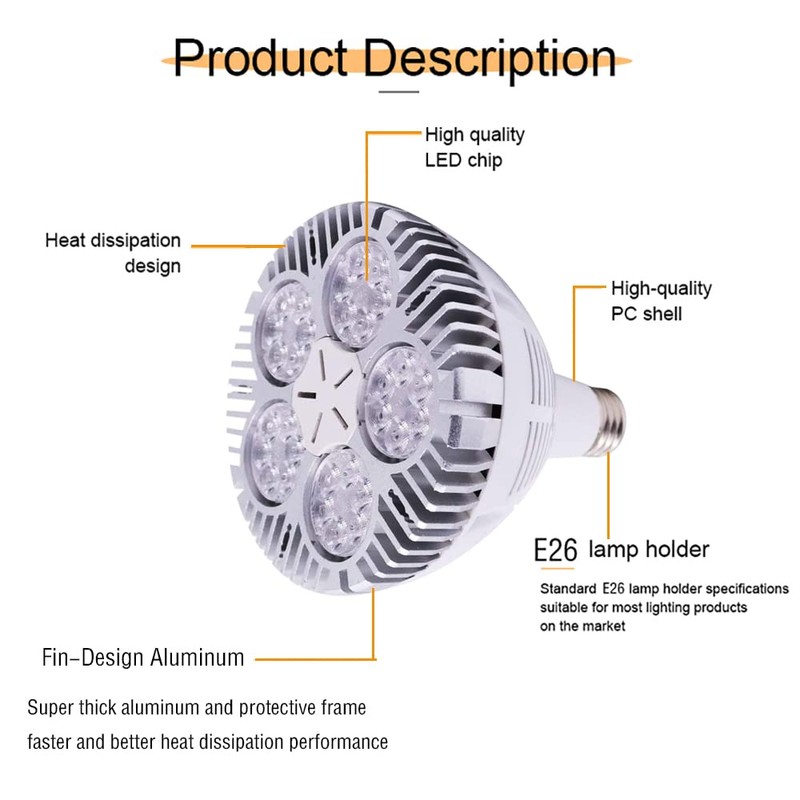 LEDHOLYT 45W PAR38 30pcs LEDs Warm White Spotlight Bulb E27