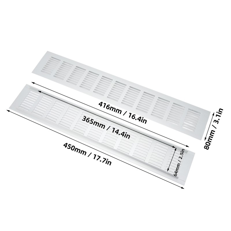 2 Pcs Air Vent Ventilation Grille Aluminium Alloy Rectangular Vent