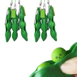 Acerich 3 Pack Edamame Keychain Fidget Toys - Squeeze-a-Bean Puchi Puti Mugen Keyring Pea Keychain Soybean Toys Gift