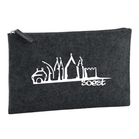 Hellweg Druckerei Kulturbeutel Soest Skyline Geschenk 1 Liter Charcoal Filz Soest Geschenkidee