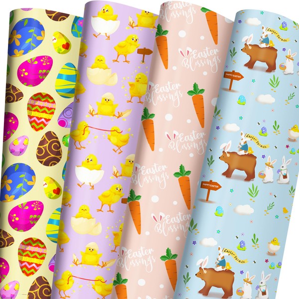 Cuitpan Easter Wrapping Paper Set for Kids and Adults -