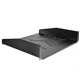 RIVECO 19” 2U Rack Shelf Server Cabinet Mount Vented Cantilever Tray for Network Equipment, 18 Inches 45 CM Depth, Black