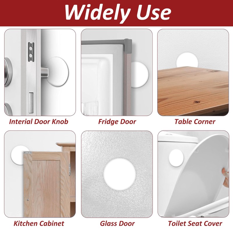 Wideskall® White Round Door Knob Wall Shield Self Adhesive Protector