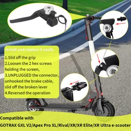 YYMTTOR Left Brake Lever Handle for GOTRAX Scooters - Durable Nylon & Metal Replacement Brake with Built-in Bell, Universal Fit Electric Scooter Accessories