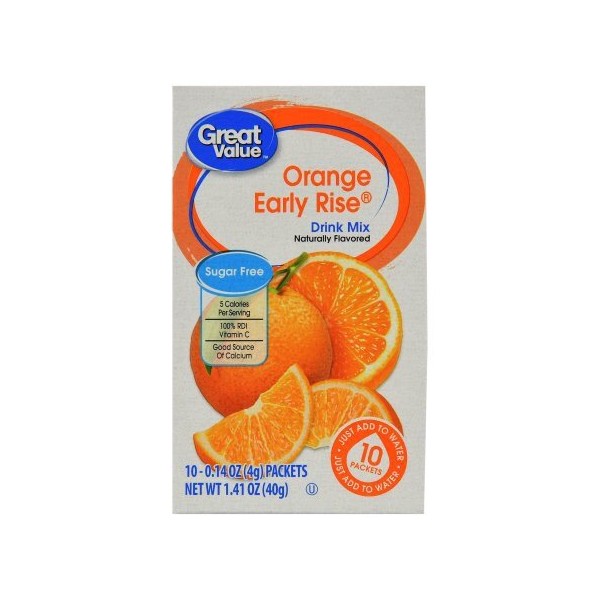 Great Value Sugar Free, Low Calorie Orange Early Rise Drink Mix (Pack of 4) by Great Value