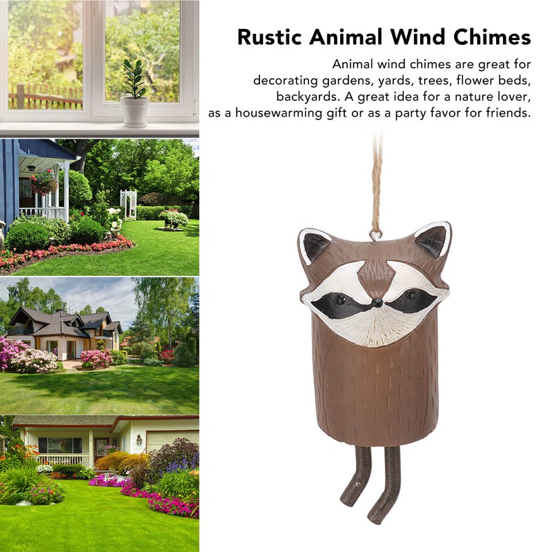 Rustic Hanging Animal Wind Chimes Resin Hand Made Natural Garden