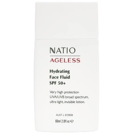 Natio Australia Ageless Hydrating Face Fluid SPF 50+ 60ml - Moisturising Facial Fluid - Dermatologically Tested & Hydrating Formulation - Infused with Rosehip Oil - Made in Australia