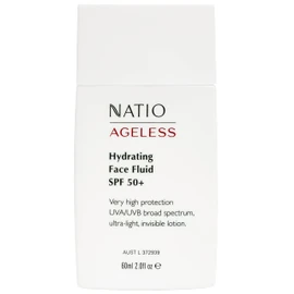 Natio Australia Ageless Hydrating Face Fluid SPF 50+ 60ml - Moisturising Facial Fluid - Dermatologically Tested & Hydrating Formulation - Infused with Rosehip Oil - Made in Australia