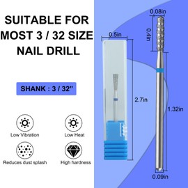 Vnjaoi Diamond Nail Drill Efile Cuticle Drill Russian Electric File Bits for Under Nail Dead Skin Cleaning Cuticle Remove Nail Art Design Manicure and Pedicure (Medium)