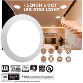 Lunabode LED 7.5 Inch Disc Light I Dimmable Ceiling Light Fixtures | 5cct LED Lights 2700K/3000K/3500K/4000K/5000K | Flush Mount Ceiling I ETL & UL Certified I Bedroom Lights- 12 Pack