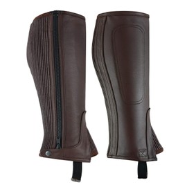 LuxHide Unisex Adult Leather Half Chaps Black and Brown (Brown, S)