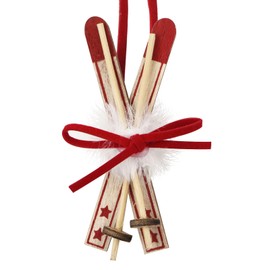 BETESSIN Gnome Accessories Christmas - Set of 4 Miniature Skis 8 cm Red - Miniature Accessories for Gnome Door and Dollhouse - Decorative Piece for Ski Voucher, Money Gift and Symbol Gift for Ski Fans