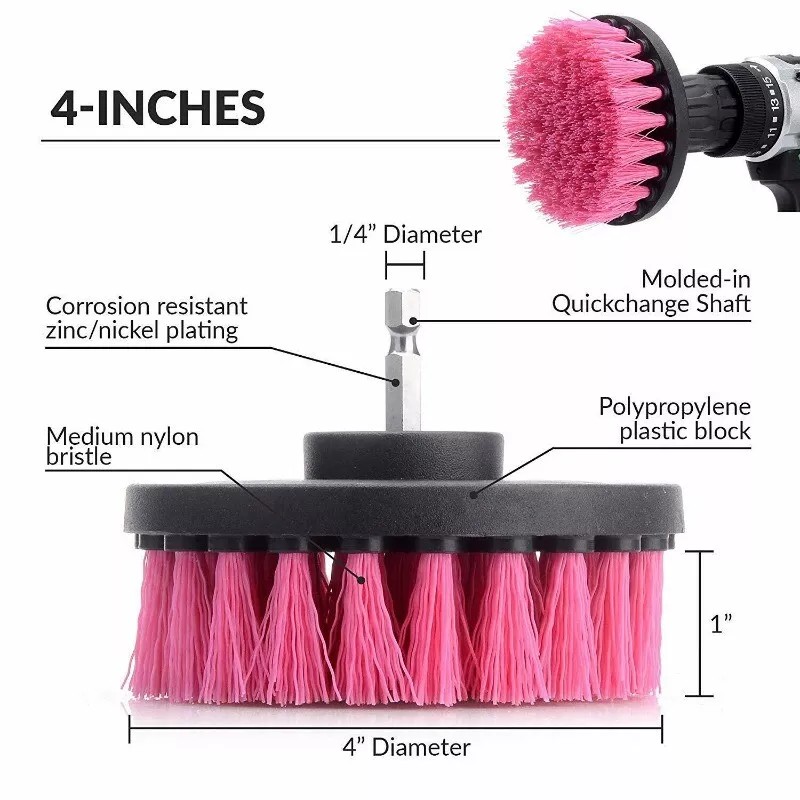 CarCarez 3 Pcs/set Drill Brush Power Scrubber Drill Attachments Cleaning