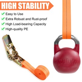 Pack of 4 Lashing Straps with Ratchet, 2 m Long 25 mm Wide Ratchet Strap, Robust Fastening Strap Set, Adjustable Tie Down Straps with Clamping Lock for Motorcycle, Luggage Packages, Load Secure,