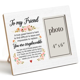 QZJ Friends Picture Frame Gifts, Friendship Gifts for Women Besties, Long Distance Gifts, Birthday Gifts for Friends, to My Friends Wood Picture Frame, 4 x 6 Inch Photo