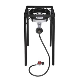 Outdoor Furnace Square Single Burner Outdoor Stove Propane Gas Cooker with Adjustable 0-20Psi Regulator & Steel Braided Hose Perfect for Home Brewing, Turkey Fry, Maple Syrup Prep (EW31-54)