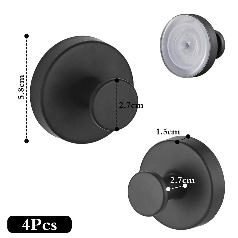 Luazvilkpsar Pack of 4 Suction Cup Hooks, Suction Hooks, Extra