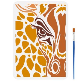 FINGERINSPIRE Peeping Giraffe Painting Stencil with Brush 8.3x11.7inch Giraffe Eye Pattern Drawing Template Animal Theme DIY Decoration Stencil for Painting on Wood Wall Fabric Furniture