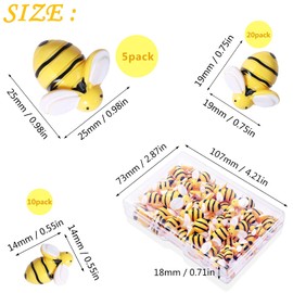 CCOZN 35 Pieces Tiny Resin Bees,Tiny Resin Garden Bumblebees Embellishment Bee Decors with Box DIY Wreath Bees Decoration for DIY Crafts Scrapbooking Party Home Decor