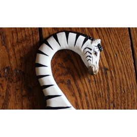 Squire Boone Hanger Hand Carved  Painted Zebra Baby Child Clothes Hanger Display Decor