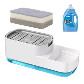 Dish Soap Dispenser for Dawn, Dish Soap Dispenser with Sponge Holder for Kitchen, Plastic, Reusable (Contains 1 Sponge)