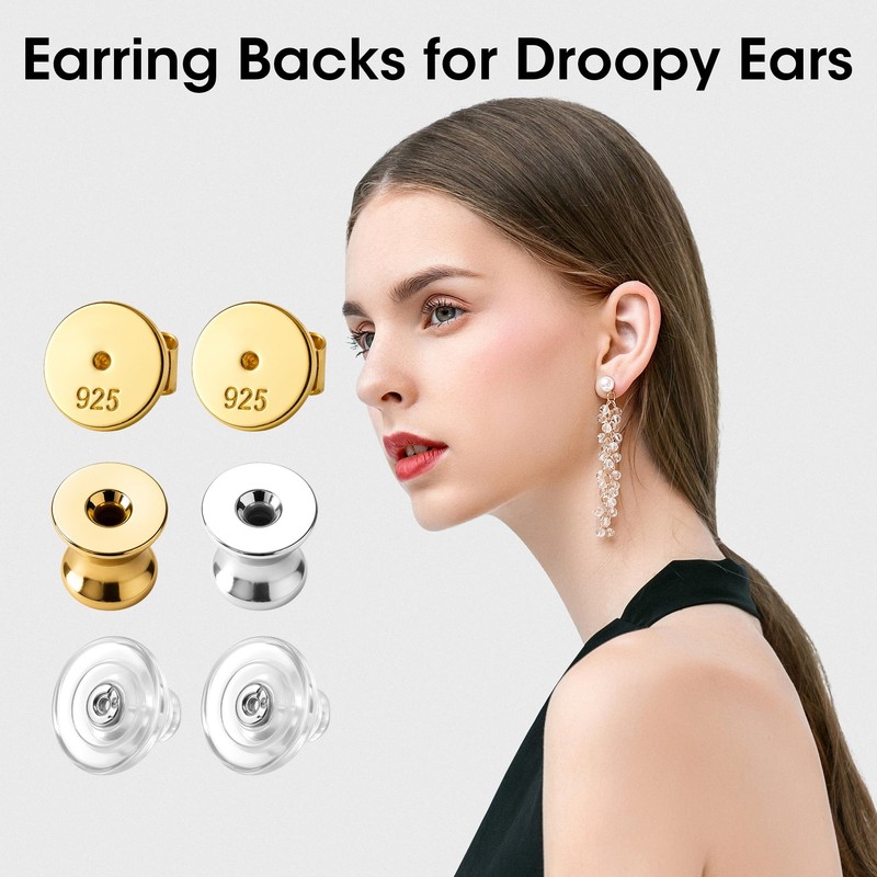 Earring Backs for Droopy Ears Heavy Earrings - Replacements Locking