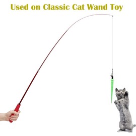 Yunmoxiao 6 PCS Cat Toys Replacement Feather of Worms Kitten Teaser Wand Toy Pet Exercise Wands Toy Assorted Teaser Refills with Bell for Indoor Cats Kitten