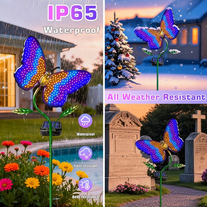 EDOF Solar Butterfly with Sparkling Light-Up Wings Garden Lights Outdoor