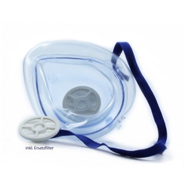 Horn Medical Emergency Respiratory Mask with Replacement Filter & Blue Box, Horn Pocket Mask, Latex Free, Reusable