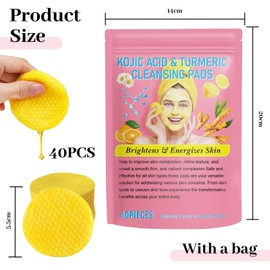 Bzzerumy Turmeric Kojic Acid Pads, Pack of 40, Gentle Exfoliating and Cleansing Pads for Face, Exfoliating Face Care for All Skin Types, Natural Face Care, Ideal for Radiant Complexion