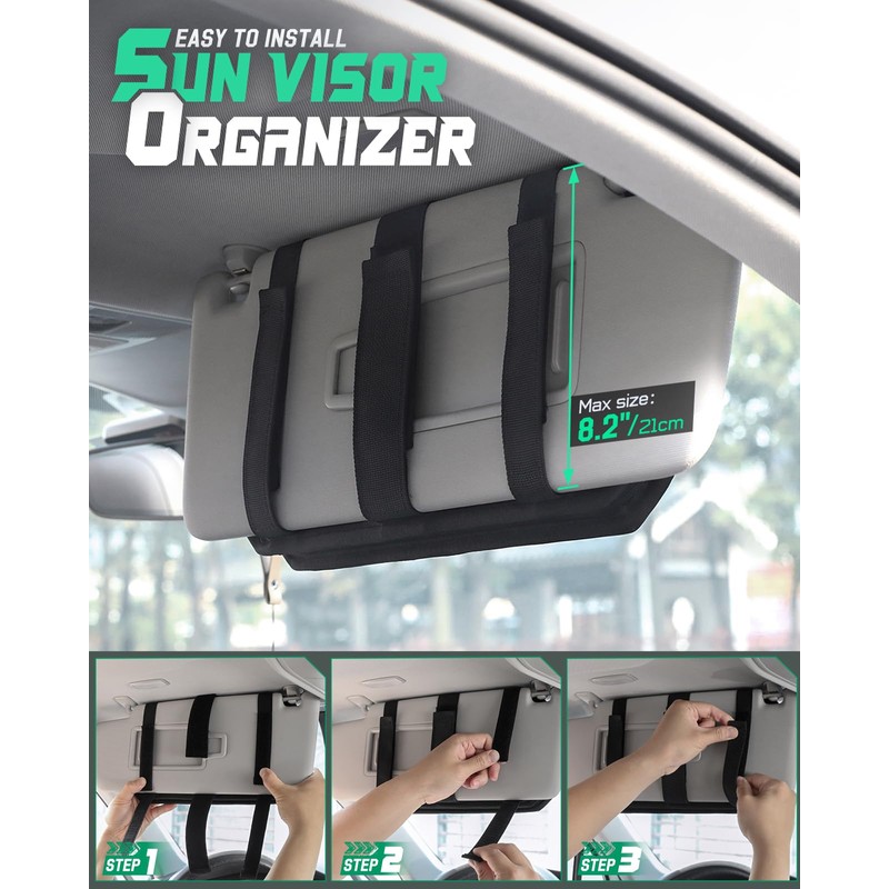 LIVANS Tactical Car Sun Visor Organizer, Auto Accessories Semi-Rigid Molle
