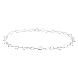 Kualitas Genuine 925 Sterling Silver 3mm Chain Of Hearts Link Anklet 10"