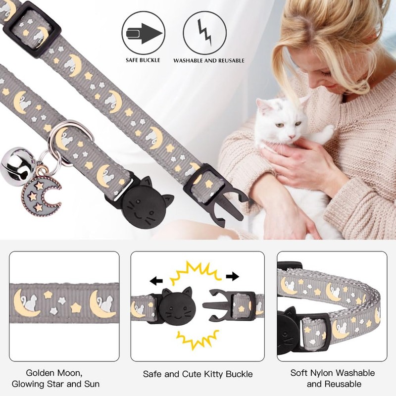 2Pcs Breakaway Cats Collars Cat Collars for Boy & Girl