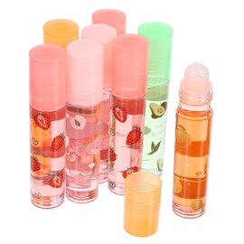 FRCOLOR 8Pcs Nourishing Fruit Flavored Lip Gloss Transparent Colorless Lip Oil Balm for Moisturizing and Hydrating Lips for All Ages