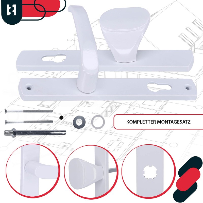 KOTARBAU® Door Handle Set 90 mm Long Plate White Profile