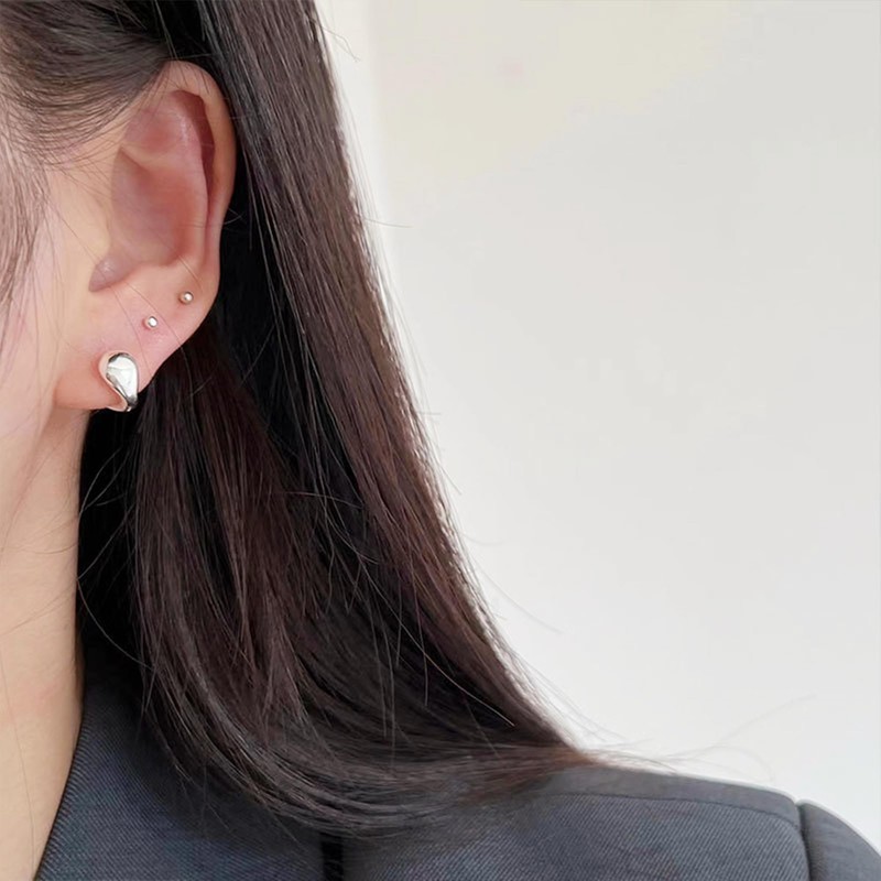 Sterling Silver 10mm Hoop Teardrop Waterdrop Sleeper Dome Huggie Drop