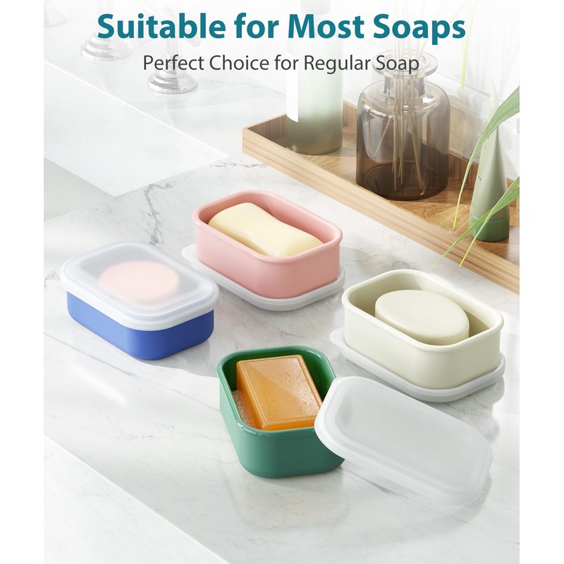 Quatish Compact Leakproof Travel Soap Case, Silicone Soap Box with